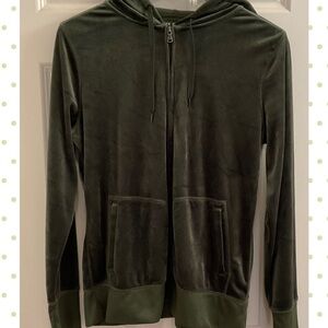 Tek Gear Olive Green Velour Hoodie - Size Medium - Olive Green
